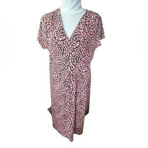 New Croft Barrow Wrap Top Dress Stretchy Size XL Pink Swirl Pattern